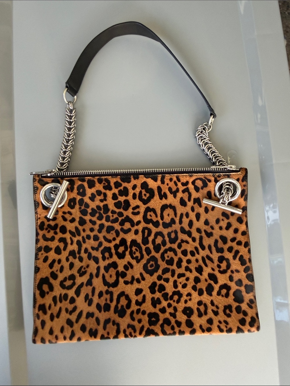Alexander Wang 2 sides Leopard Burgundy Leather Chain-Handle Shoulder Bag